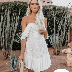 Saints + Secrets Graphic Lace Overlay Bride Dress